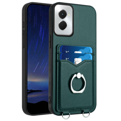 For Motorola Moto G Power 5G 2024 R20 Ring Card Holder Phone Case(Green) - Motorola Cases by buy2fix | Online Shopping UK | buy2fix