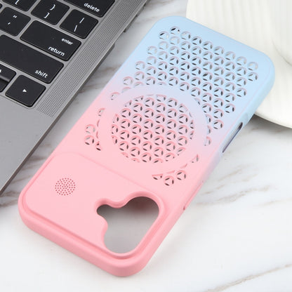 For iPhone 16 Plus Gradient Color Honeycomb Aromatherapy MagSafe Phone Case(Pink Blue) - iPhone 16 Plus Cases by buy2fix | Online Shopping UK | buy2fix