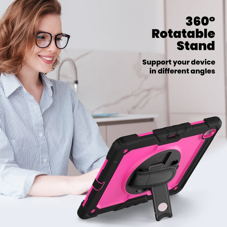 For iPad Air 13 2024 Silicone Hybrid PC Tablet Case with Shoulder Strap(Rose Red + Black) - iPad Air 13 2024 Cases by buy2fix | Online Shopping UK | buy2fix