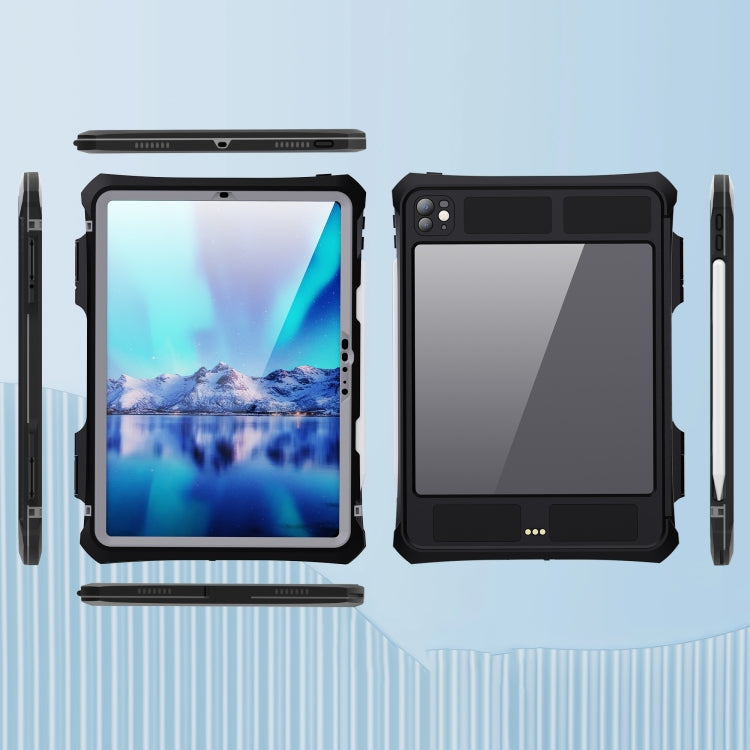 For iPad Pro 11 2024 RedPepper IP68 Waterproof PC + TPU Case with Lanyard & Swivel Bracket(Black) - iPad Pro 11 2024 Cases by RedPepper | Online Shopping UK | buy2fix