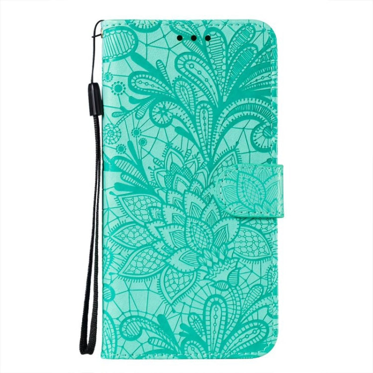 For Google Pixel 9 Lace Flower Embossing Flip Leather Phone Case(Green) - Google Cases by buy2fix | Online Shopping UK | buy2fix