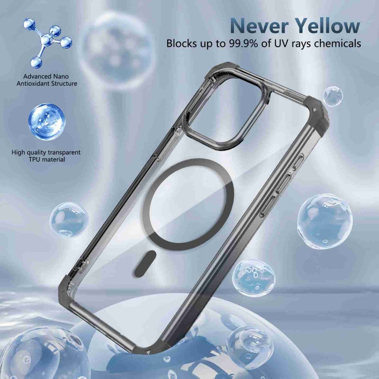 For iPhone 14 Transparent MagSafe Magnetic Phone Case(Black) - iPhone 14 Cases by buy2fix | Online Shopping UK | buy2fix