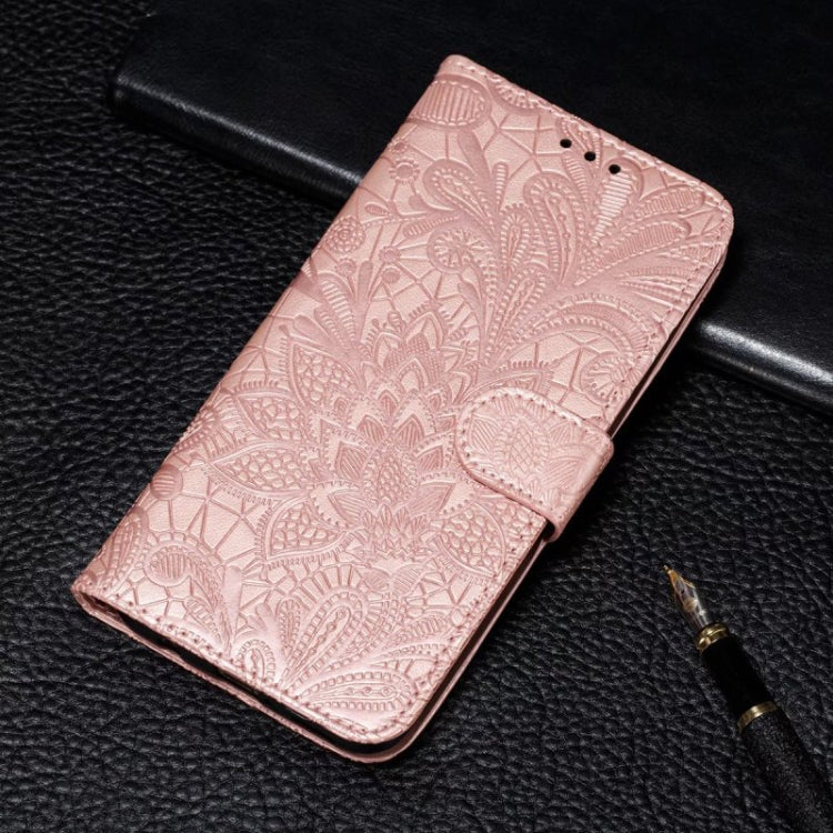 For Xiaomi Redmi K70 Lace Flower Embossing Flip Leather Phone Case(Rose Gold) - K70 Cases by buy2fix | Online Shopping UK | buy2fix