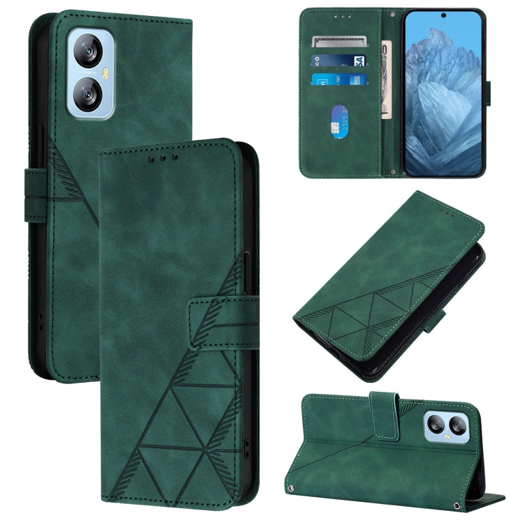 For Blackview A52 Crossbody 3D Embossed Flip Leather Phone Case(Green) - More Brand by buy2fix | Online Shopping UK | buy2fix