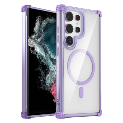 For Samsung Galaxy S22 Ultra 5G Transparent MagSafe Magnetic Phone Case(Purple) - Galaxy S22 Ultra 5G Cases by buy2fix | Online Shopping UK | buy2fix