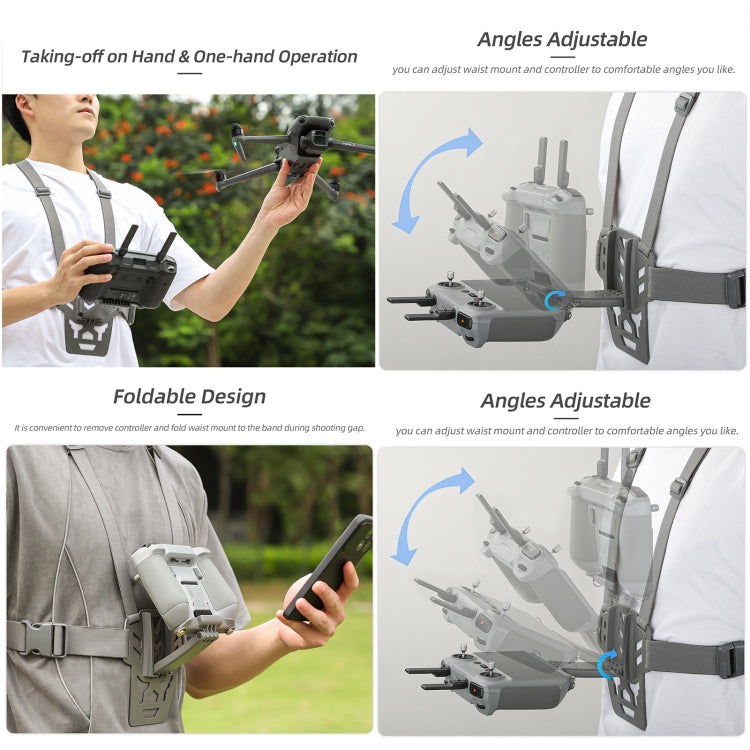 For DJI RC Pro Sunnylife Remote Control Waist Support Bracket Chest Strap(Grey) - Holder Series by Sunnylife | Online Shopping UK | buy2fix