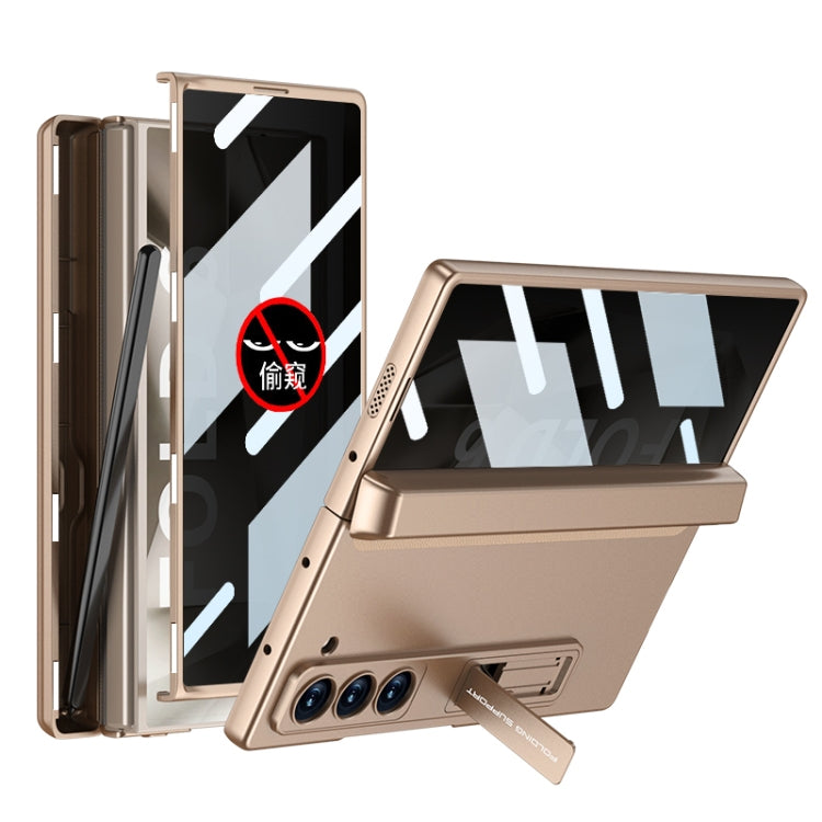 For Samsung Galaxy Z Fold6 GKK Integrated Anti Peep Full Coverage Magnetic Fold Phone Case with Pen Box, Not Included Pen(Gold) - Galaxy Z Fold6 5G Cases by GKK | Online Shopping UK | buy2fix