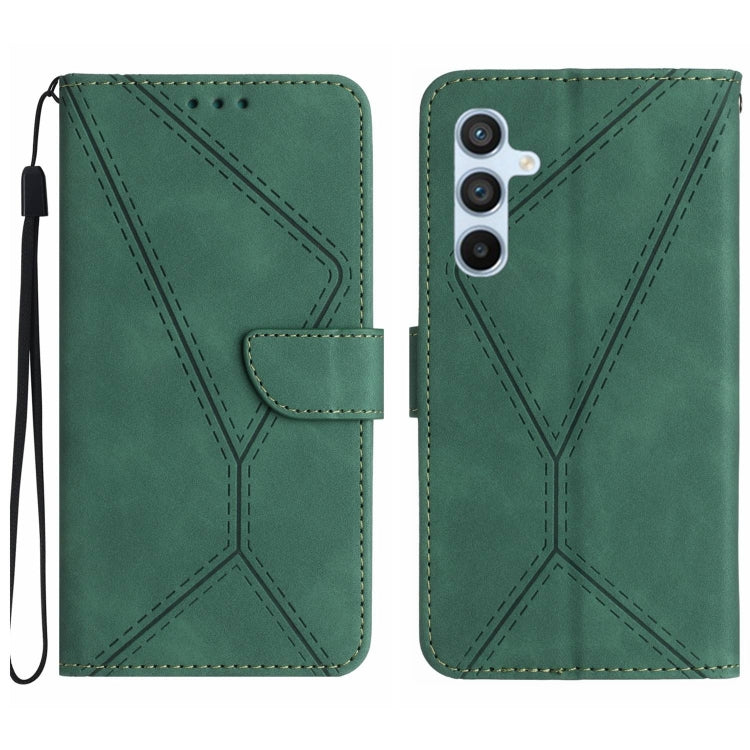 For Samsung Galaxy S25+ 5G Stitching Embossed Leather Phone Case(Green) - Galaxy S25+ 5G Cases by buy2fix | Online Shopping UK | buy2fix