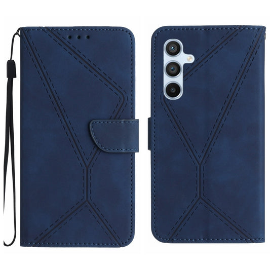 For Samsung Galaxy S25+ 5G Stitching Embossed Leather Phone Case(Blue) - Galaxy S25+ 5G Cases by buy2fix | Online Shopping UK | buy2fix