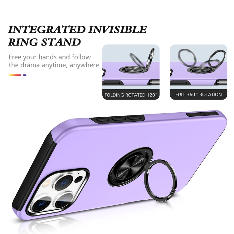 For iPhone 16 Pro Magnetic Ring Holder Phone Case(Purple) - iPhone 16 Pro Cases by buy2fix | Online Shopping UK | buy2fix