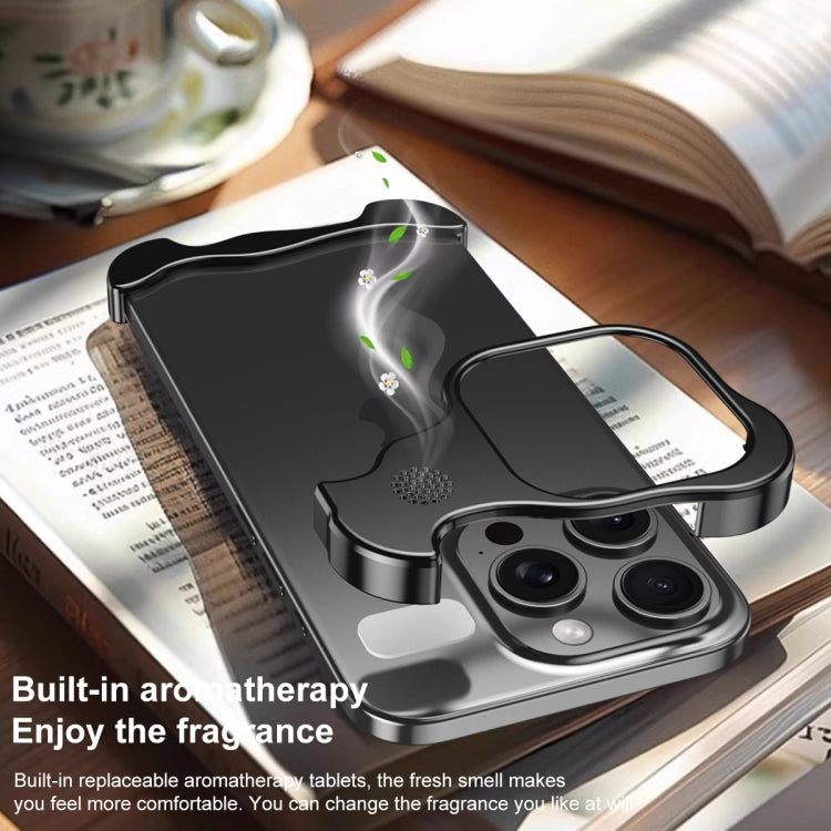 For iPhone 15 Plus Aromatherapy Alloy Frameless Phone Case(Black) - iPhone 15 Plus Cases by buy2fix | Online Shopping UK | buy2fix