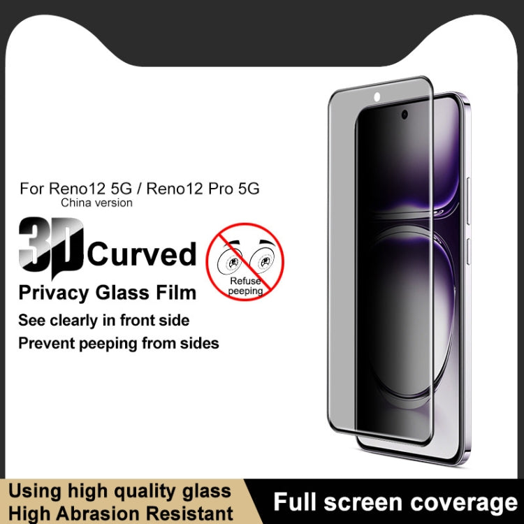 For OPPO Reno12 Pro Global imak 3D Curved HD Full Screen Anti-spy Tempered Glass Protective Film - Reno12 Pro Tempered Glass by imak | Online Shopping UK | buy2fix