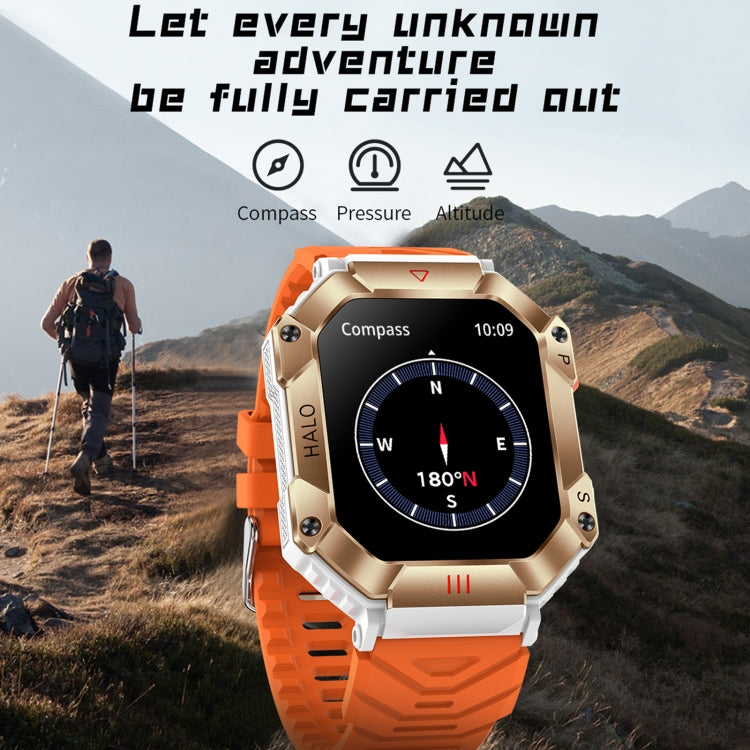 LEMFO KR80 2.0 inch BT5.1 IP67 Sport Smart Watch, Support Bluetooth Call / Sleep / Blood Oxygen / Heart Rate / Blood Pressure Health Monitor(White+Orange) - Smart Watches by LEMFO | Online Shopping UK | buy2fix