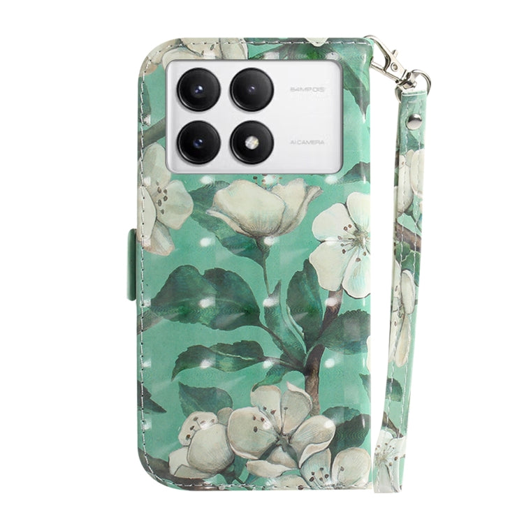 For Xiaomi Redmi K70 Pro / K70 3D Colored Flip Leather Phone Case(Watercolor Flower) - K70 Cases by buy2fix | Online Shopping UK | buy2fix