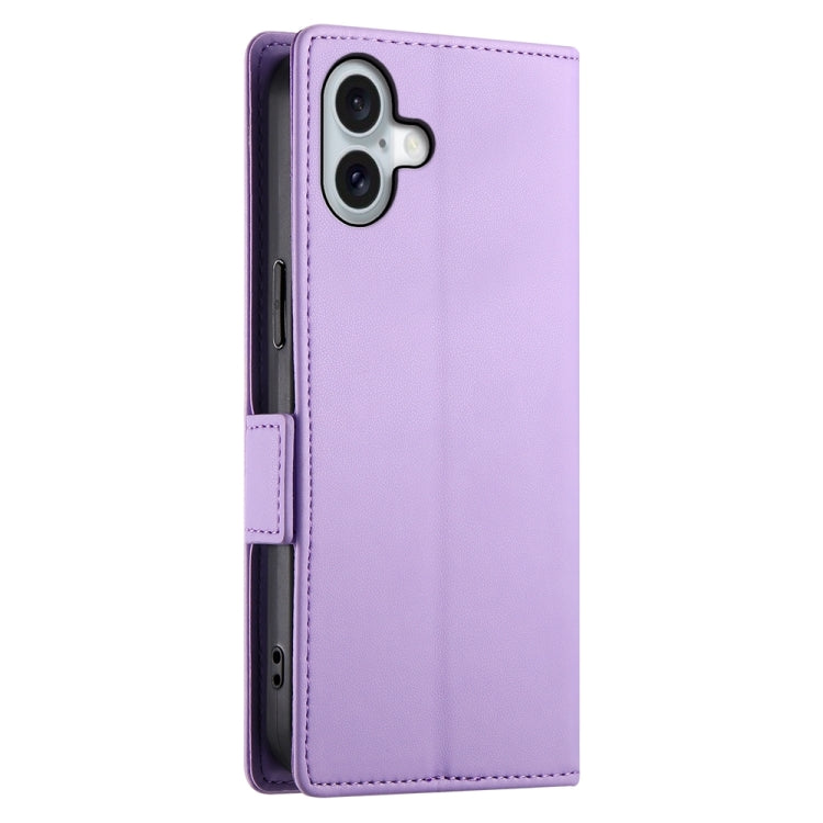 For iPhone 16 Plus Side Buckle Magnetic Frosted Leather Phone Case(Purple) - iPhone 16 Plus Cases by buy2fix | Online Shopping UK | buy2fix