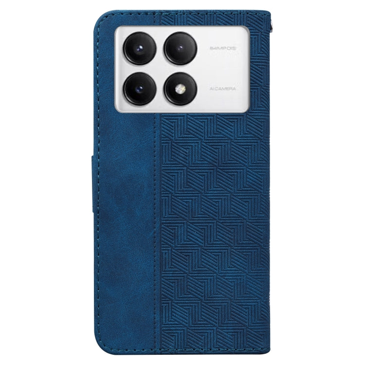 For Xiaomi Redmi K70 Pro / K70 Geometric Embossed Leather Phone Case(Blue) - K70 Cases by buy2fix | Online Shopping UK | buy2fix