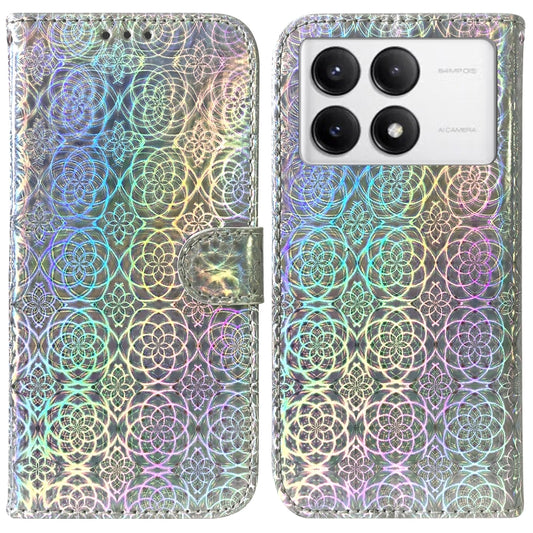 For Xiaomi Redmi K70 / K70 Pro Colorful Magnetic Buckle Leather Phone Case(Silver) - K70 Cases by buy2fix | Online Shopping UK | buy2fix