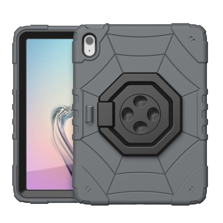 For iPad Air 11 2024 Spider Turntable Handle Stress Relief Tablet Case(Grey Black) - iPad Air 11 2024 Cases by buy2fix | Online Shopping UK | buy2fix