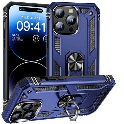 For iPhone 16 Pro Shockproof TPU Hybrid PC Phone Case with Holder(Blue) - iPhone 16 Pro Cases by buy2fix | Online Shopping UK | buy2fix