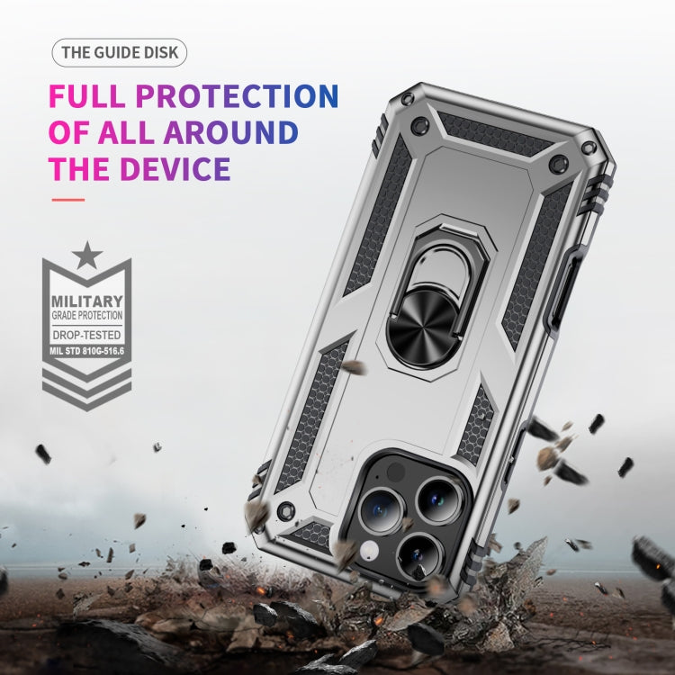 For iPhone 16 Pro Shockproof TPU Hybrid PC Phone Case with Holder(Silver) - iPhone 16 Pro Cases by buy2fix | Online Shopping UK | buy2fix