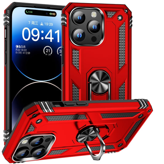 For iPhone 16 Pro Max Shockproof TPU Hybrid PC Phone Case with Holder(Red) - iPhone 16 Pro Max Cases by buy2fix | Online Shopping UK | buy2fix