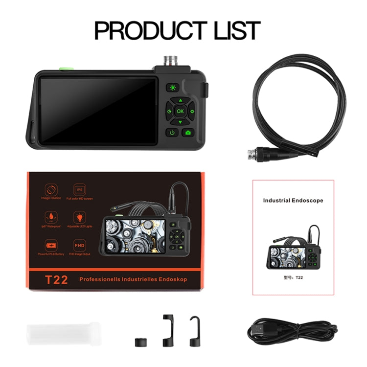 T22 4.5 inch IPS Color Screen 7.9mm Dual Camera Hard Cable Industrial Endoscope, Length:3.5m(Black Orange) -  by buy2fix | Online Shopping UK | buy2fix