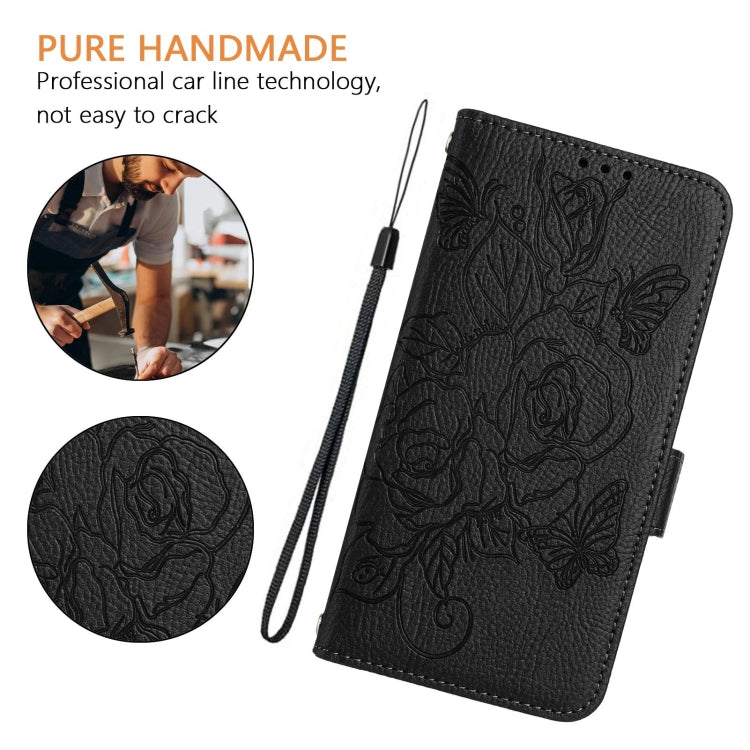 For Blackview A52 Embossed Rose RFID Anti-theft Leather Phone Case(Black) - More Brand by buy2fix | Online Shopping UK | buy2fix