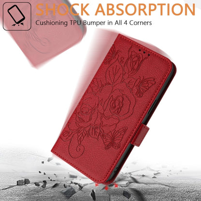 For Blackview WAVE 6C Embossed Rose RFID Anti-theft Leather Phone Case(Red) - More Brand by buy2fix | Online Shopping UK | buy2fix