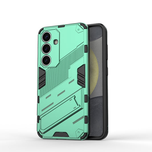 For Samsung Galaxy S25 5G Punk Armor 2 in 1 PC + TPU Shockproof Phone Case with Invisible Holder(Green) - Galaxy S25 5G Cases by buy2fix | Online Shopping UK | buy2fix