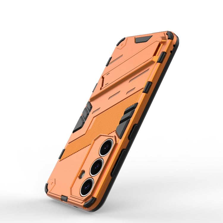 For Samsung Galaxy S25 5G Punk Armor 2 in 1 PC + TPU Shockproof Phone Case with Invisible Holder(Orange) - Galaxy S25 5G Cases by buy2fix | Online Shopping UK | buy2fix