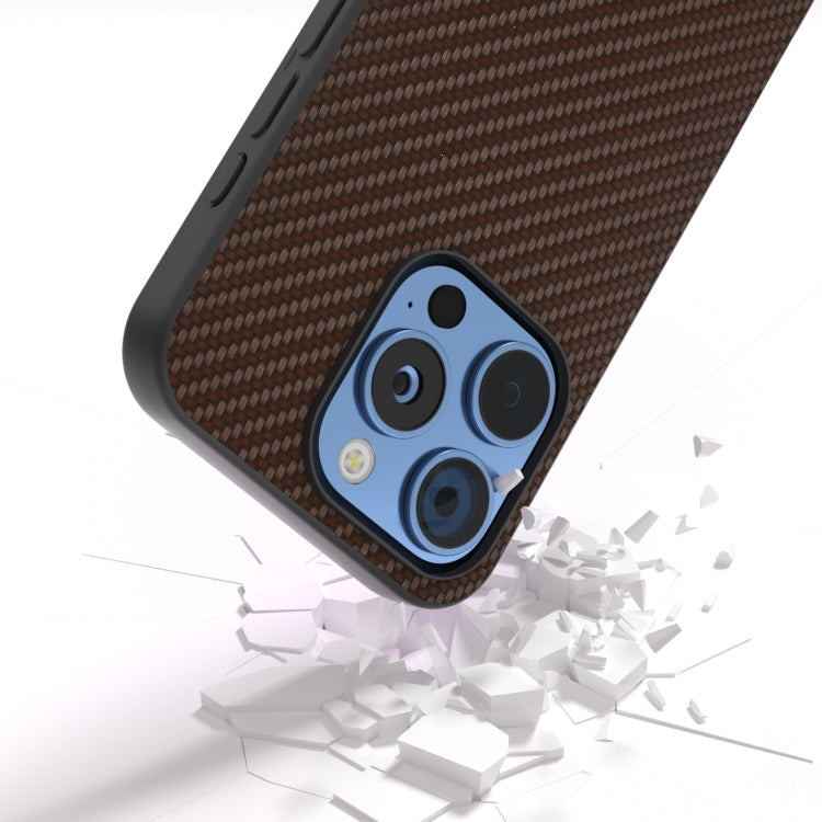 For iPhone 16 Pro Max Carbon Fiber Texture Protective Phone Case(Dark Brown) - iPhone 16 Pro Max Cases by buy2fix | Online Shopping UK | buy2fix