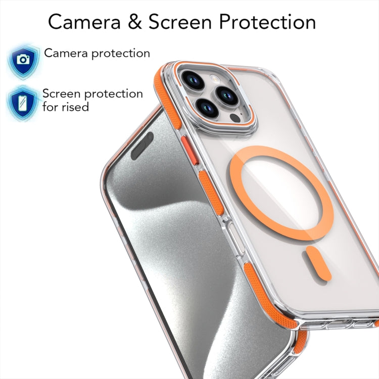 For iPhone 13 Pro Dual-Color Clear Acrylic Hybrid TPU Lens Flip Holder MagSafe Phone Case(Purple) - iPhone 13 Pro Cases by buy2fix | Online Shopping UK | buy2fix