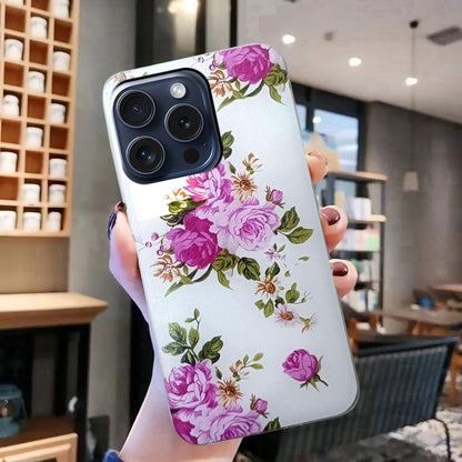 For iPhone 16 Pro Max Colored Drawing Pattern TPU Phone Case(Rose Flower) - iPhone 16 Pro Max Cases by buy2fix | Online Shopping UK | buy2fix