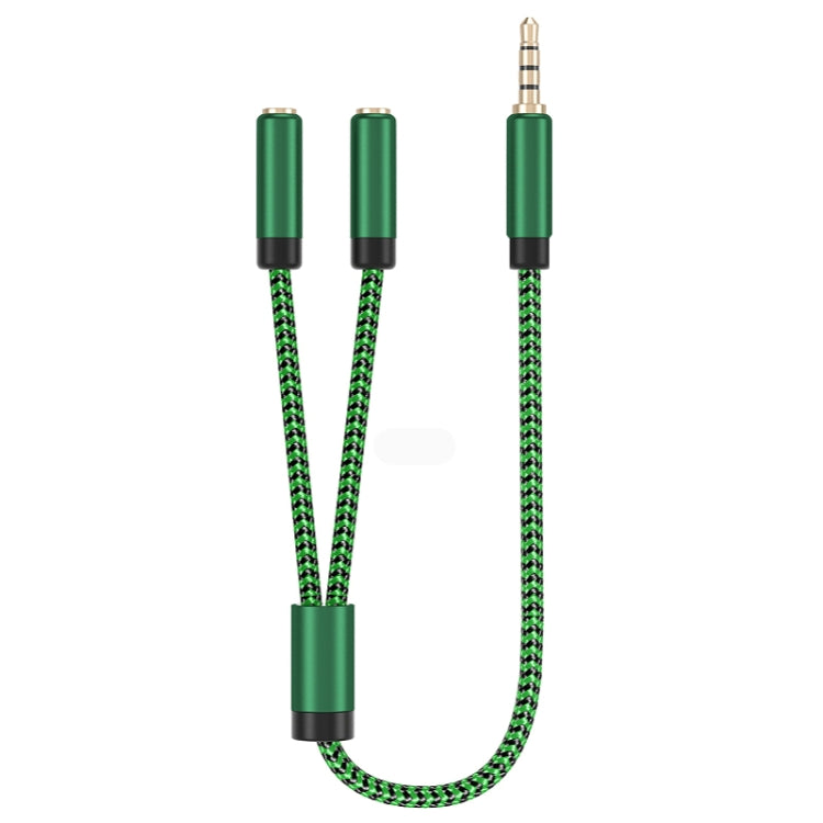 3.5mm Male to Dual 3.5mm Audio + Microphone 2 in 1 Audio Adapter Cable, Length:1m(Green) - Video & Audio Cable by imak | Online Shopping UK | buy2fix