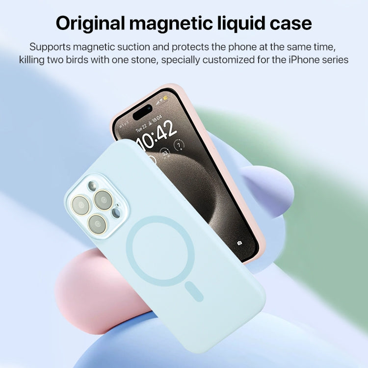 For iPhone 16 Liquid Silicone MagSafe Full Coverage Phone Case with Lens Film(Purple) - iPhone 16 Cases by buy2fix | Online Shopping UK | buy2fix