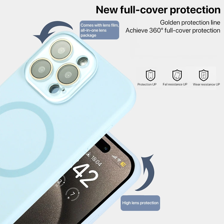 For iPhone 16 Liquid Silicone MagSafe Full Coverage Phone Case with Lens Film(White) - iPhone 16 Cases by buy2fix | Online Shopping UK | buy2fix