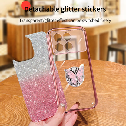 For Redmi K70 / K70 Pro Plated Gradient Glitter Butterfly Holder TPU Phone Case(Silver) - K70 Cases by buy2fix | Online Shopping UK | buy2fix