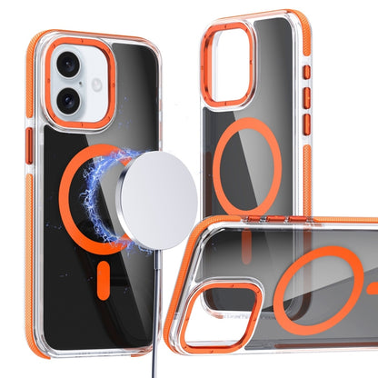 For iPhone 16 Magsafe Dual-Color Transparent Black Full Coverage Phone Case(Orange) - iPhone 16 Cases by buy2fix | Online Shopping UK | buy2fix