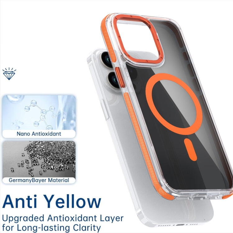 For iPhone 16 Pro Max Magsafe Dual-Color Transparent Black Full Coverage Phone Case(Orange) - iPhone 16 Pro Max Cases by buy2fix | Online Shopping UK | buy2fix