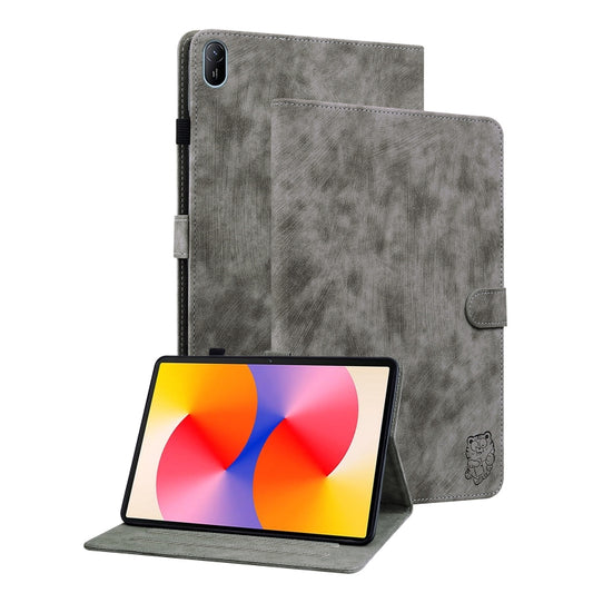 For Huawei MatePad SE 11 2024 Tiger Pattern Flip Leather Tablet Case(Grey) - Huawei by buy2fix | Online Shopping UK | buy2fix