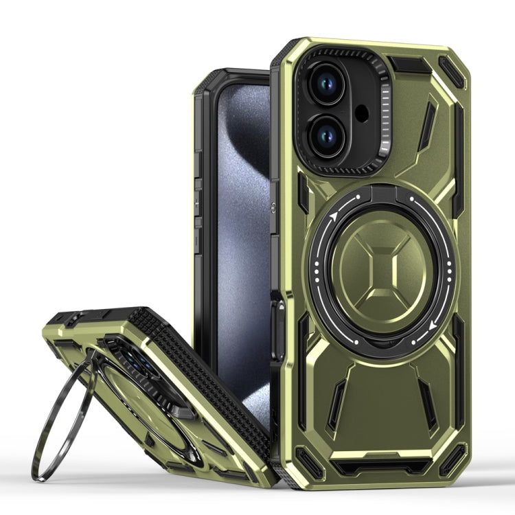 For iPhone 16 Armor II Series MagSafe Magnetic Holder Phone Case(Army Green) - iPhone 16 Cases by buy2fix | Online Shopping UK | buy2fix