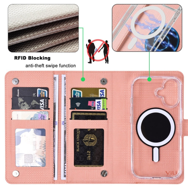 For iPhone 15 Pro Max ViLi GHA-C Series RFID MagSafe Magnetic Flip Leather Phone Case(Pink) - iPhone 15 Pro Max Cases by ViLi | Online Shopping UK | buy2fix