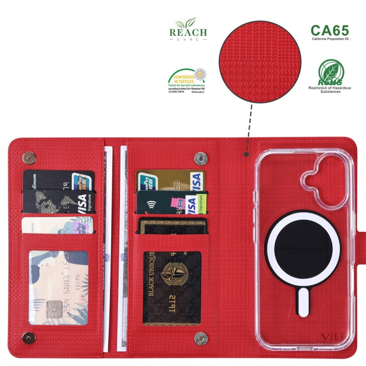 For iPhone 13 Pro Max ViLi GHA-C Series RFID MagSafe Magnetic Flip Leather Phone Case(Red) - iPhone 13 Pro Max Cases by ViLi | Online Shopping UK | buy2fix