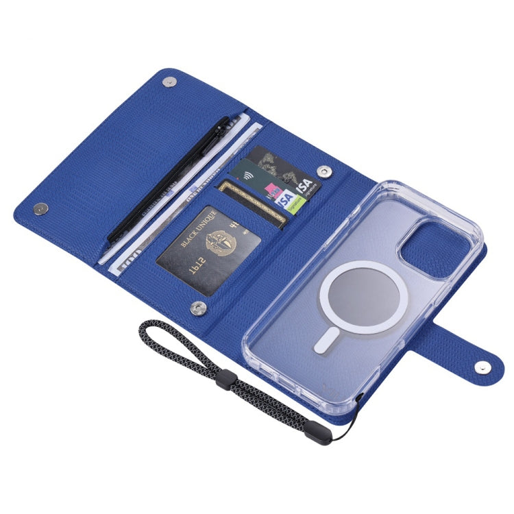 For iPhone 16 ViLi GHB-C Series RFID MagSafe Magnetic Flip Leather Phone Case(Blue) - iPhone 16 Cases by ViLi | Online Shopping UK | buy2fix