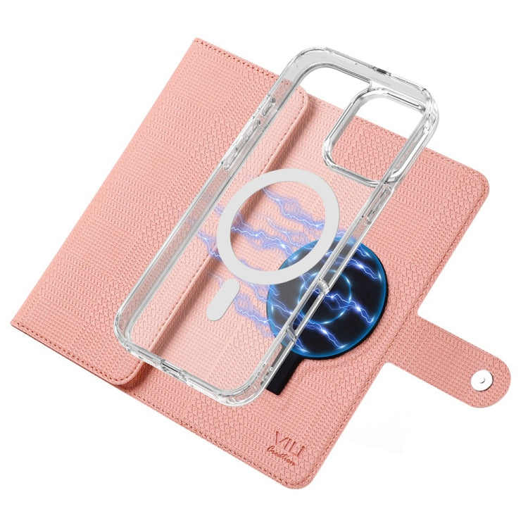 For iPhone 14 Plus ViLi GHB-C Series RFID MagSafe Magnetic Flip Leather Phone Case(Pink) - iPhone 14 Plus Cases by ViLi | Online Shopping UK | buy2fix