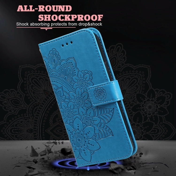 For Redmi K70 Ultra Seven-petal Flowers Embossing Leather Phone Case(Blue) - Xiaomi Cases by buy2fix | Online Shopping UK | buy2fix