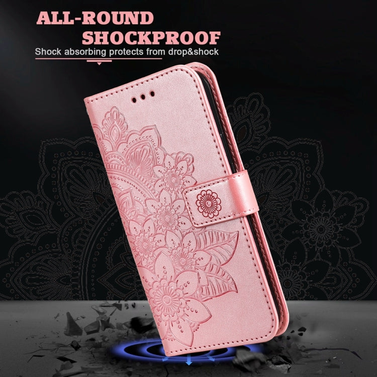 For Redmi K70 Ultra Seven-petal Flowers Embossing Leather Phone Case(Rose Gold) - Xiaomi Cases by buy2fix | Online Shopping UK | buy2fix