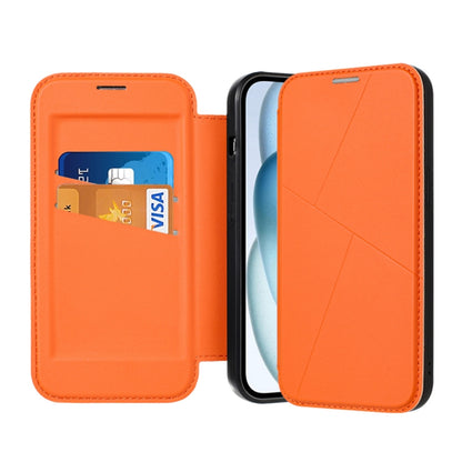 For iPhone 15 Magnetic Armor Series RFID Card Slots Leather Phone Case(Orange) - iPhone 15 Cases by buy2fix | Online Shopping UK | buy2fix