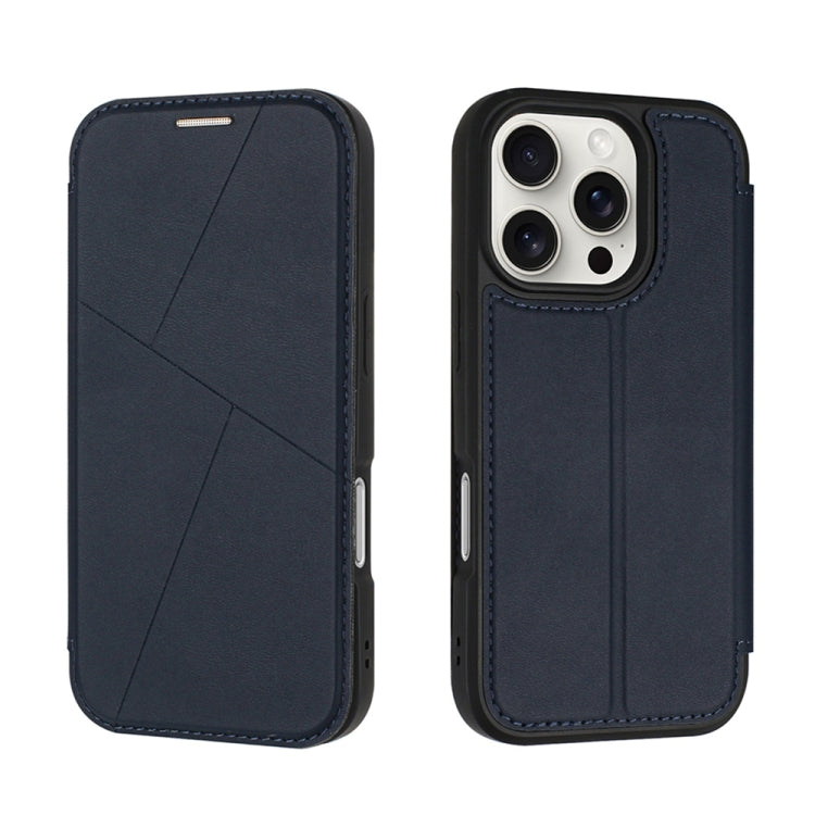 For iPhone 16 Pro Max Magnetic Armor Series RFID Card Slots Leather Phone Case(Blue) - iPhone 16 Pro Max Cases by buy2fix | Online Shopping UK | buy2fix