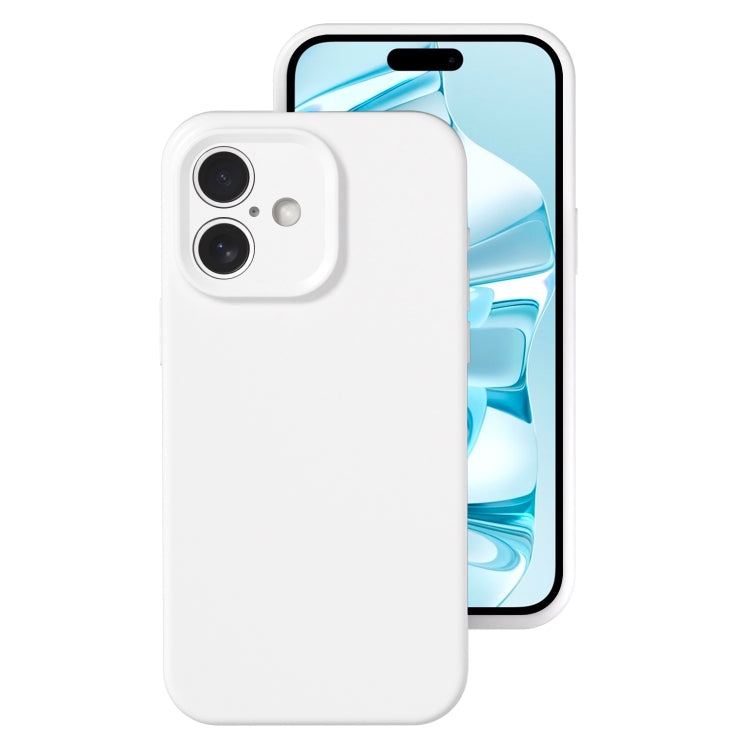 For iPhone 16 Precise Hole Liquid Silicone Jelly Color Full Coverage Phone Case(White) - iPhone 16 Cases by buy2fix | Online Shopping UK | buy2fix